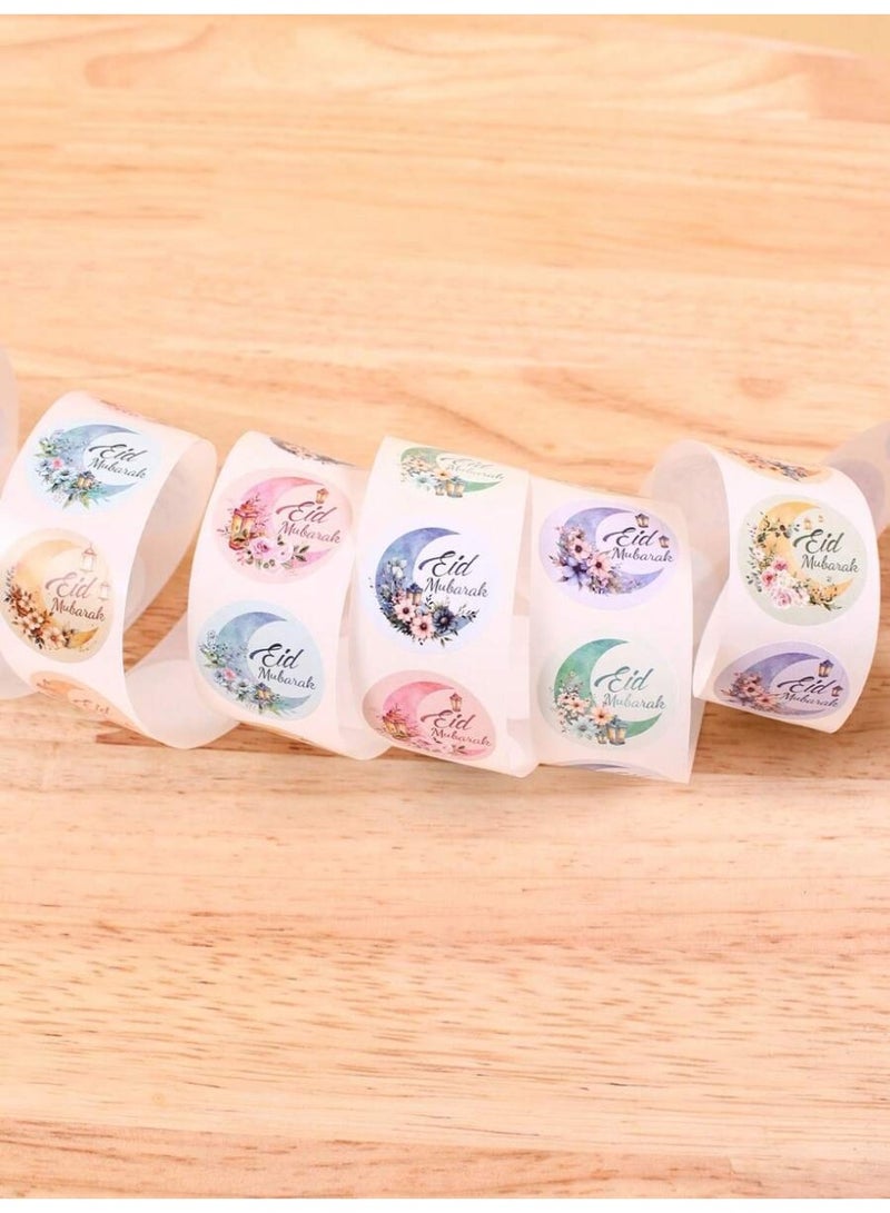 Eid giveaways round Eid Mubarak decorative stickers 500 pieces for gifts and sweets - Image 4